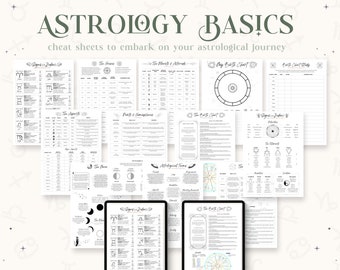 Astrology Basics Cheat Sheets, Basics Of Astrology 101, Natal Chart, Birth Chart, Printable Astrology Guide For Beginner Or Advanced