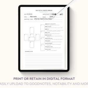 Tarot Journal Pages PDF Printable Digital Download For Grimoire, Book of Shadows, Witchy Journal