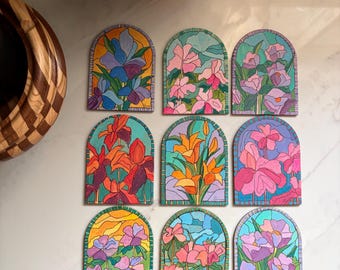 Miniature Original Painting- Botanical Window Magnet