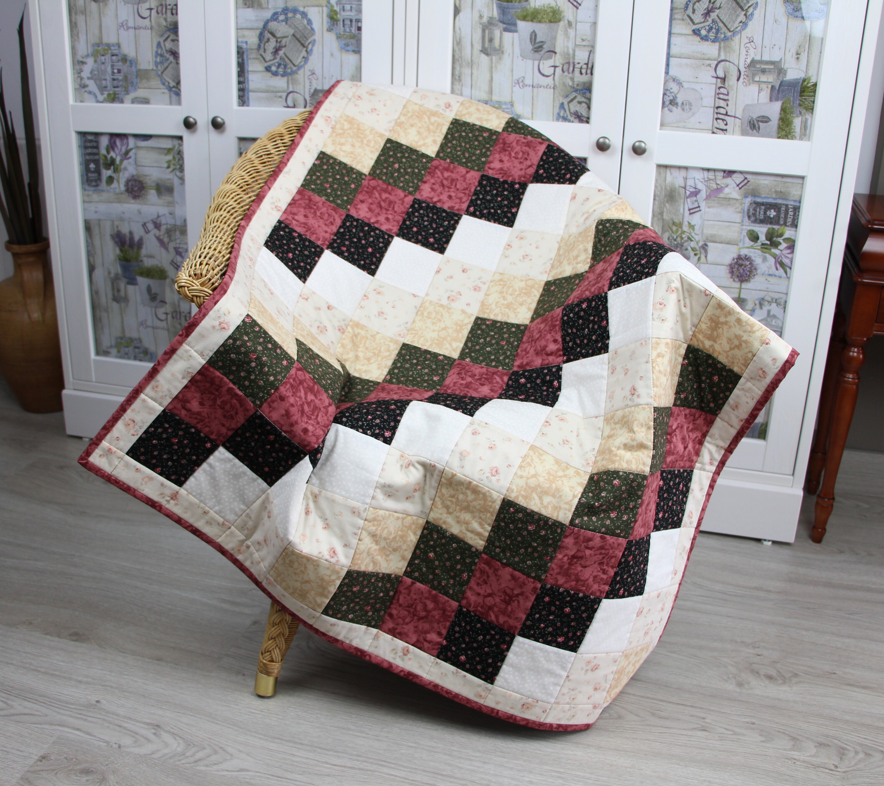QUILT PATCHWORK handmade - Bedspread patchwork baby- Duvet crib- Foot of bed- Sofa blanket- Patchwork quilt