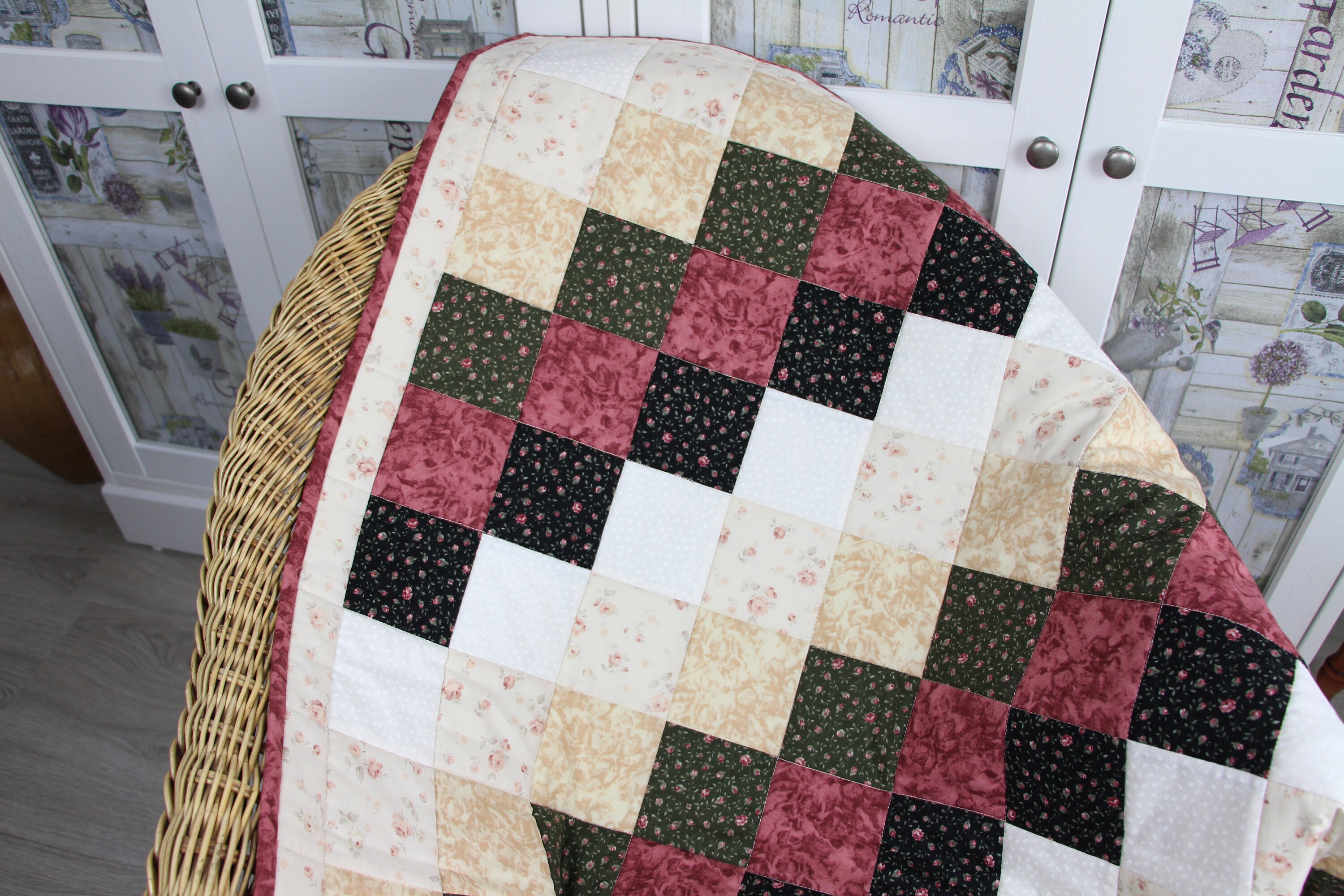 Couette / couvre-lit patchwork fait à la main
