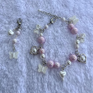 Heart and Butterfly Charm Bracelet