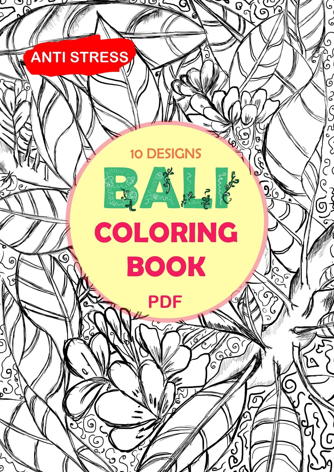 BALI COLORING BOOK 1/adults Coloring Book/kids Coloring - Etsy