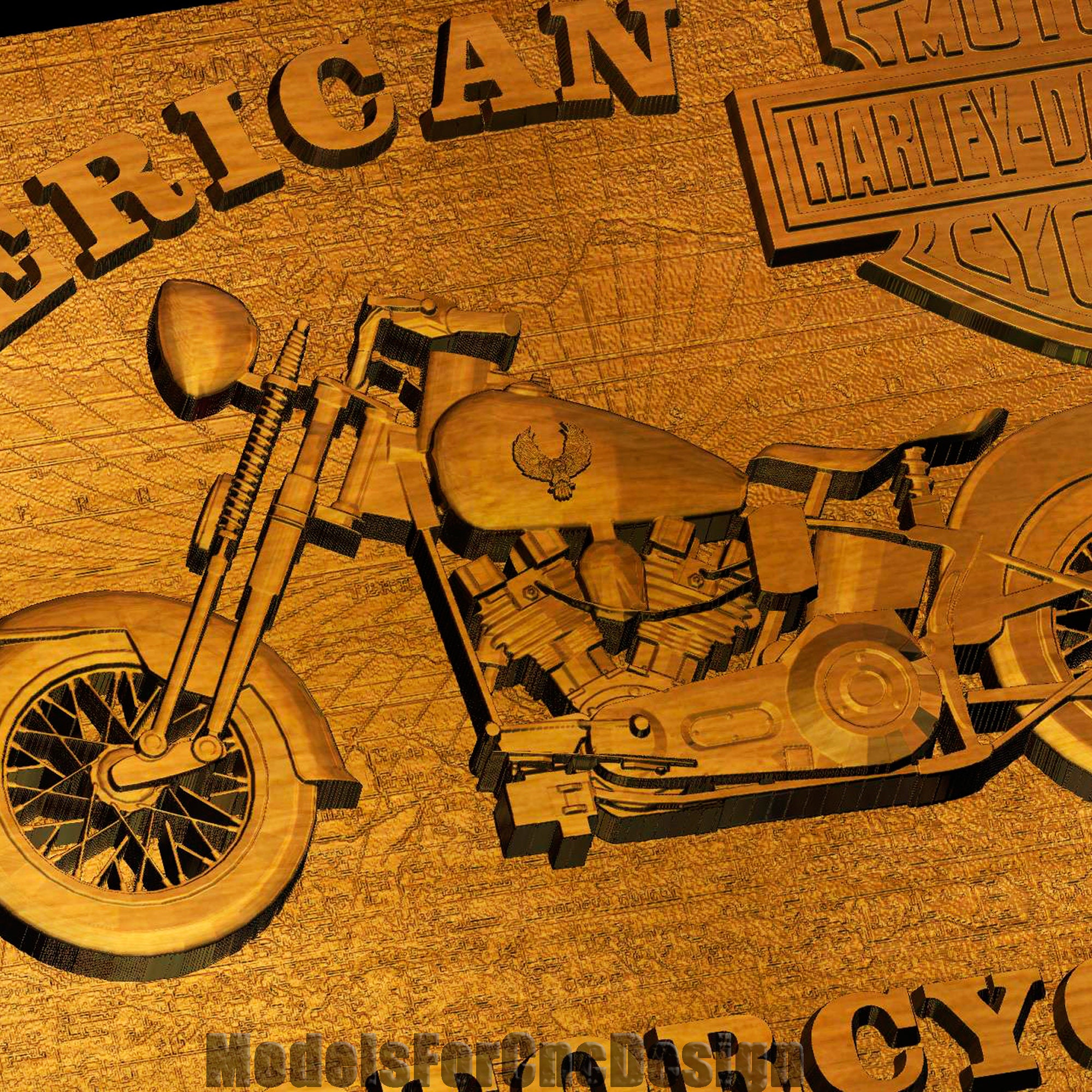 Emblem harley davidson stl file for cnc route 3d model cnc etsy