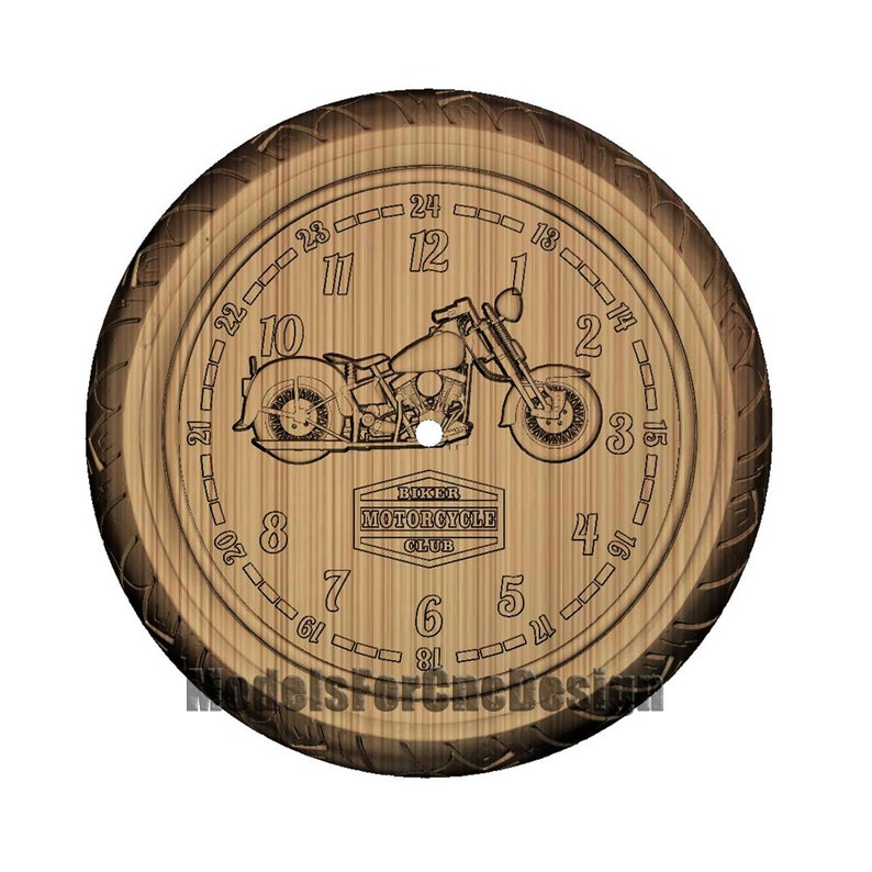 STL CNC File for Wood Router Bike Clock Stl File for Cnc Carving Relief 3D Model Cnc 3D Printer File 1041.