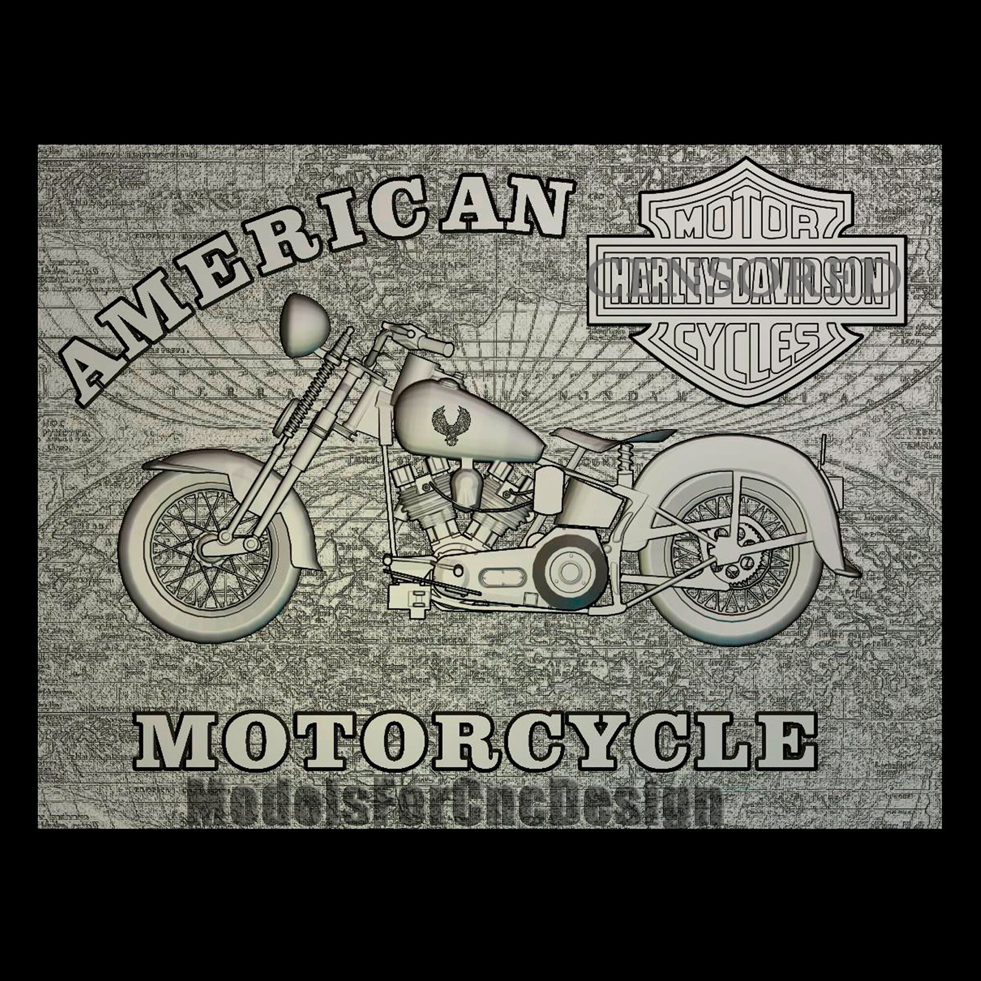 Emblem harley davidson stl file for cnc route 3d model cnc etsy