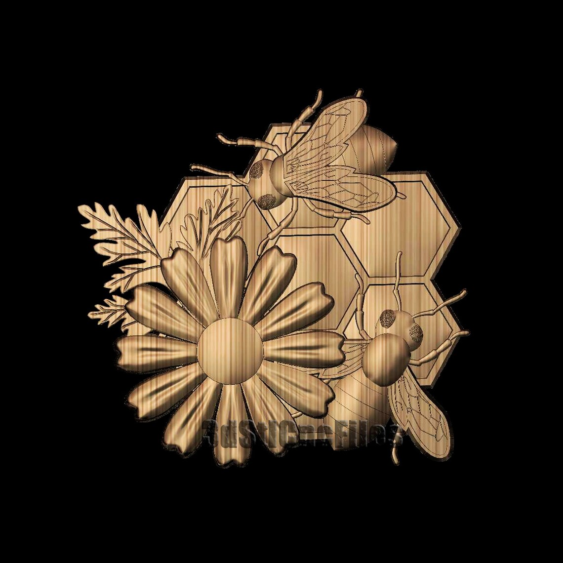 Bees 3D STL CNC Router Files for Wood Carving Relief Etsy