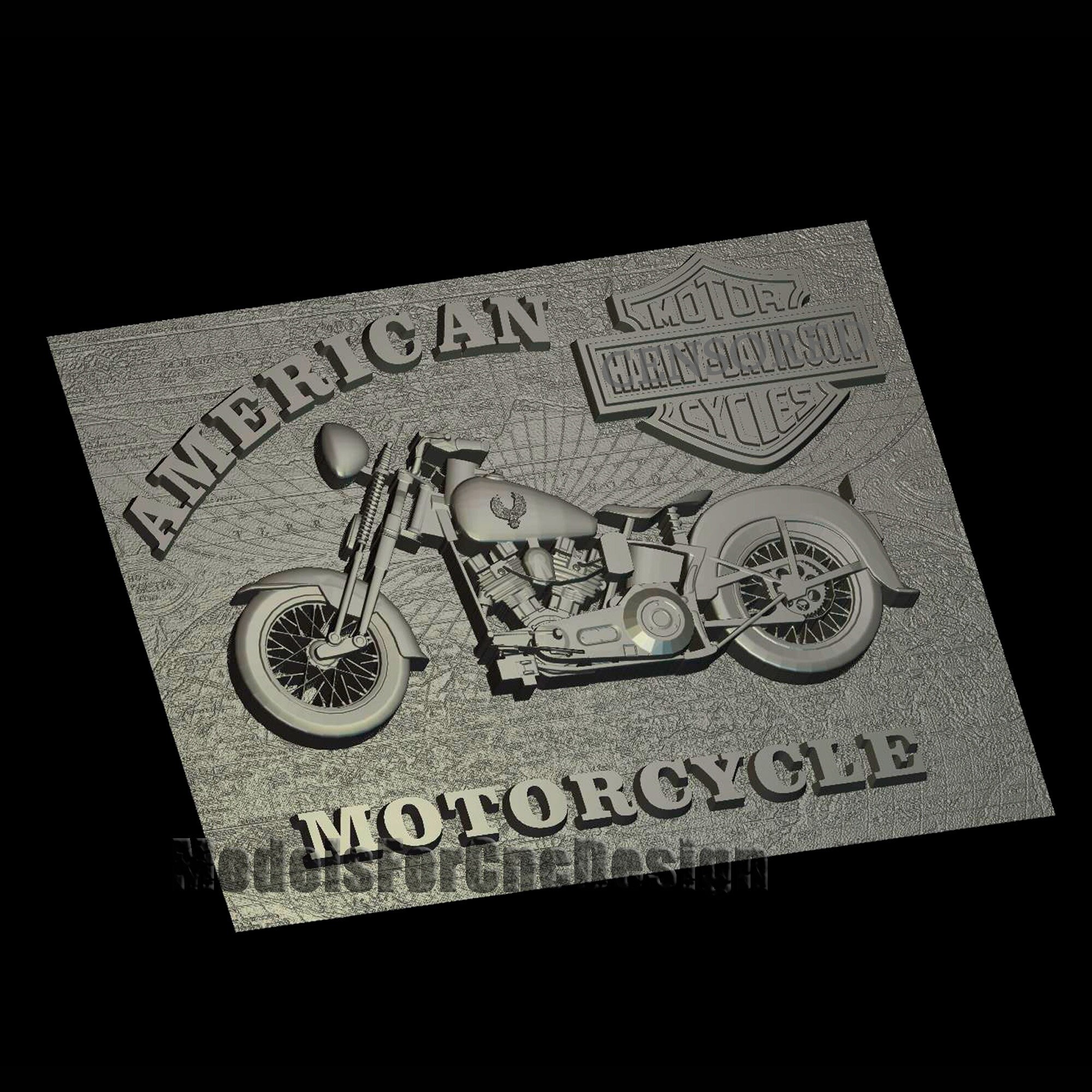 Emblem harley davidson stl file for cnc route 3d model cnc etsy