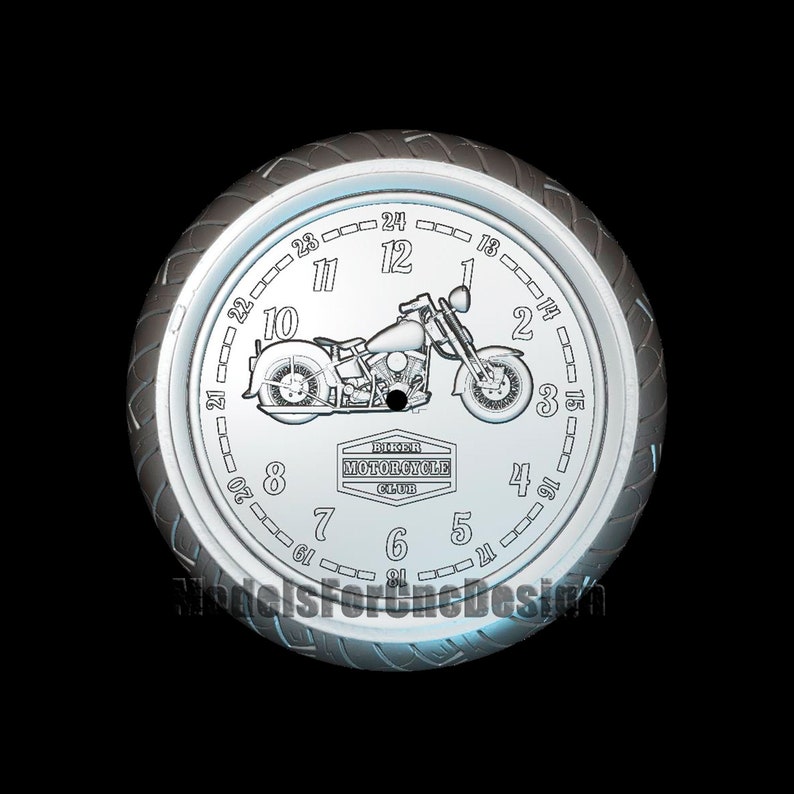 STL CNC File for Wood Router Bike Clock Stl File for Cnc Carving Relief 3D Model Cnc 3D Printer File 1041.