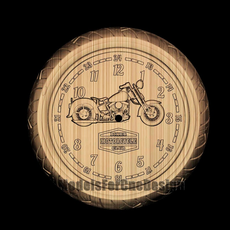 STL CNC File for Wood Router Bike Clock Stl File for Cnc Carving Relief 3D Model Cnc 3D Printer File 1041.