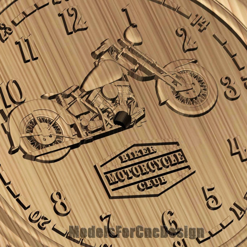 STL CNC File for Wood Router Bike Clock Stl File for Cnc Carving Relief 3D Model Cnc 3D Printer File 1041.