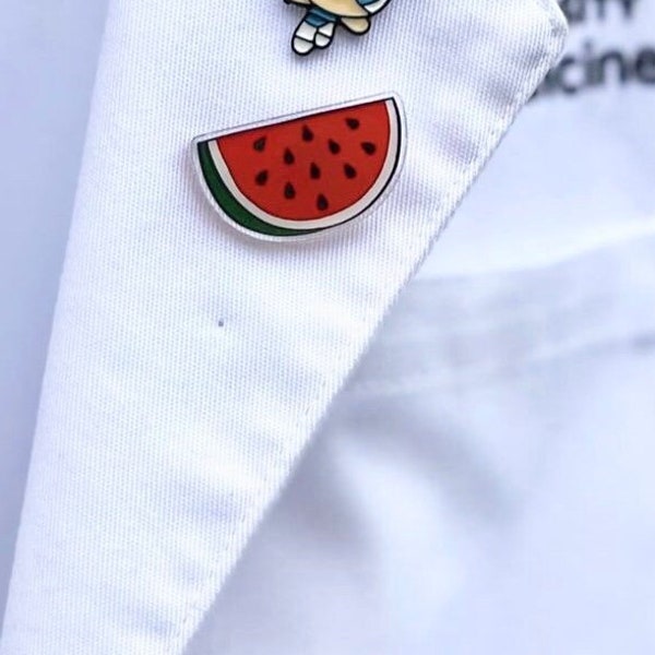 Watermelon Acrylic Pin | Watermelon Slice Pin | White Coat Pin | Backpack Pin | Summer Pin | Fruit Pin | Watermelon