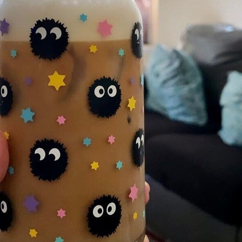 Studio Ghibli Soot Sprite Reusable Glass Cup Iced Coffee Etsy