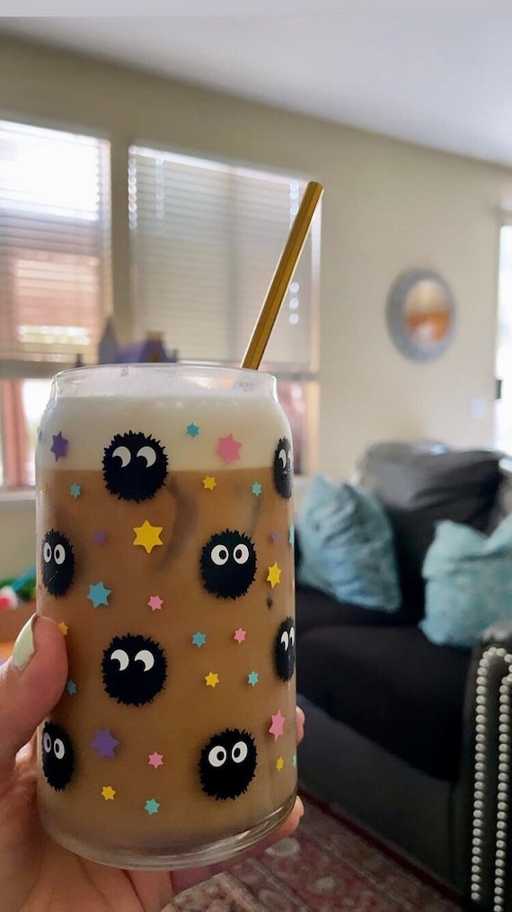 Studio Ghibli Soot Sprite Reusable Glass Cup Iced Coffee Etsy Hong Kong