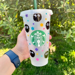 Studio Ghibli Soot Sprite Reusable Starbucks Cup | Iced Coffee Glass | Anime Iced Coffee Cup | Coffee Cup | Starbucks Cup | Spirited Away
