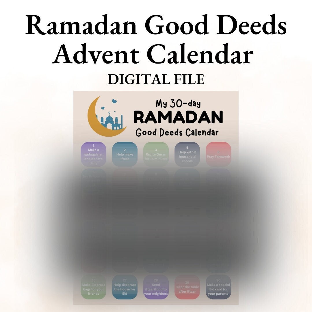 Ramadan 30 Day Good Deed Advent Calendar for Kids | Printable Ramadan ...