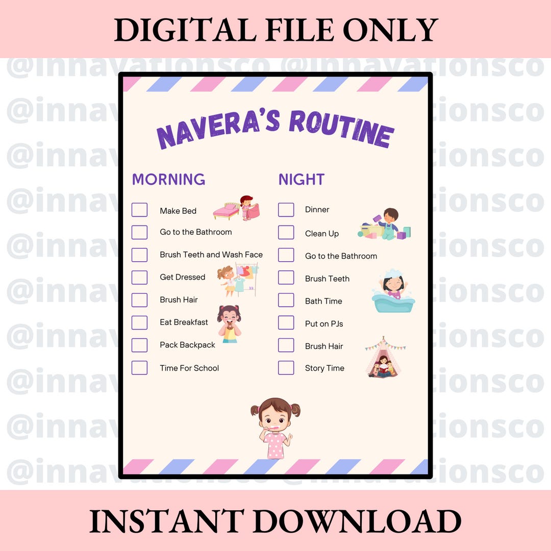 Back to School Morning Bedtime Routine for Kids Printable ...