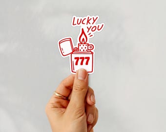 Lucky You 777 Lighter Sticker – Red Vinyl Decal