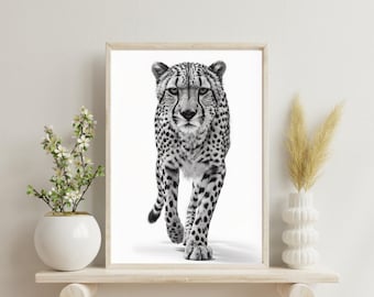 Cheetah Poster: Black and White Safari Animal Print (Digital Download)