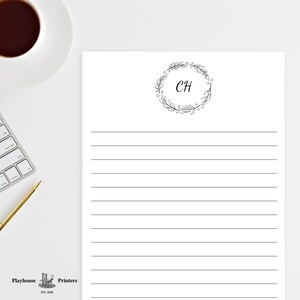 Personalized Monogram Notepad - Elegant Wreath Accent - Custom Stationery