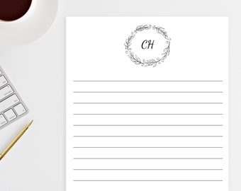 Personalized Monogram Notepad | Minimalist Floral Custom Notepad