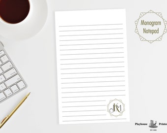 Blocco note personalizzato con monogramma: articoli di cancelleria personalizzati da scrivania, formato 5x8.