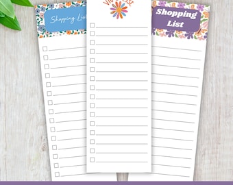 Liste d'achats personnalisée de 3 x 8,5 pouces avec motif floral et option aimant | Paquet de 3 | 60 feuilles