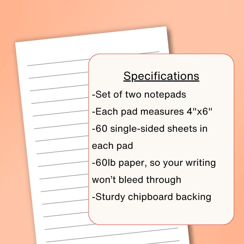 4x6 Lined Notepad: 60-sheet Paper Pad (2-pack) - Etsy
