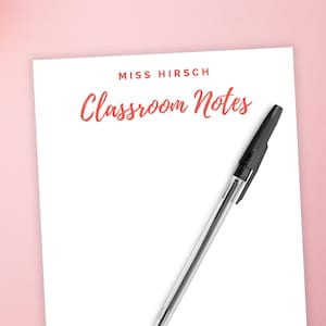 Personalized Teacher Notepad | Classroom Notes Pad of Paper