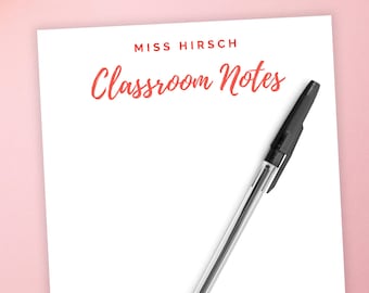 Personalized Teacher Notepad | Classroom Notes Pad of Paper