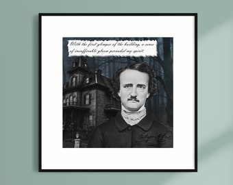 Edgar Allan Poe Art Print | Fall of the House of Usher Quote | Square