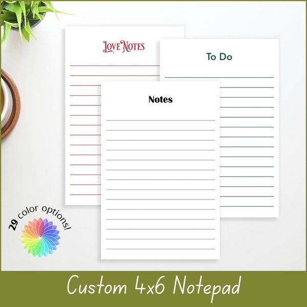 Personalized Notepad | 4x6 Lined Notepad | Custom Name Notepad | Custom Stationary For Women | To Do List | Line Note Pad
