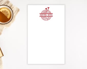 Personalized Knitting Notepad: Yarn & Needles Design, Gift for Knitters