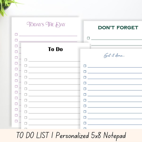 Personalized To Do List 5x8 Notepad Personalized Lined Notepad Custom Stationary Lined To Do List Shopping List Teacher Appreciation Gift