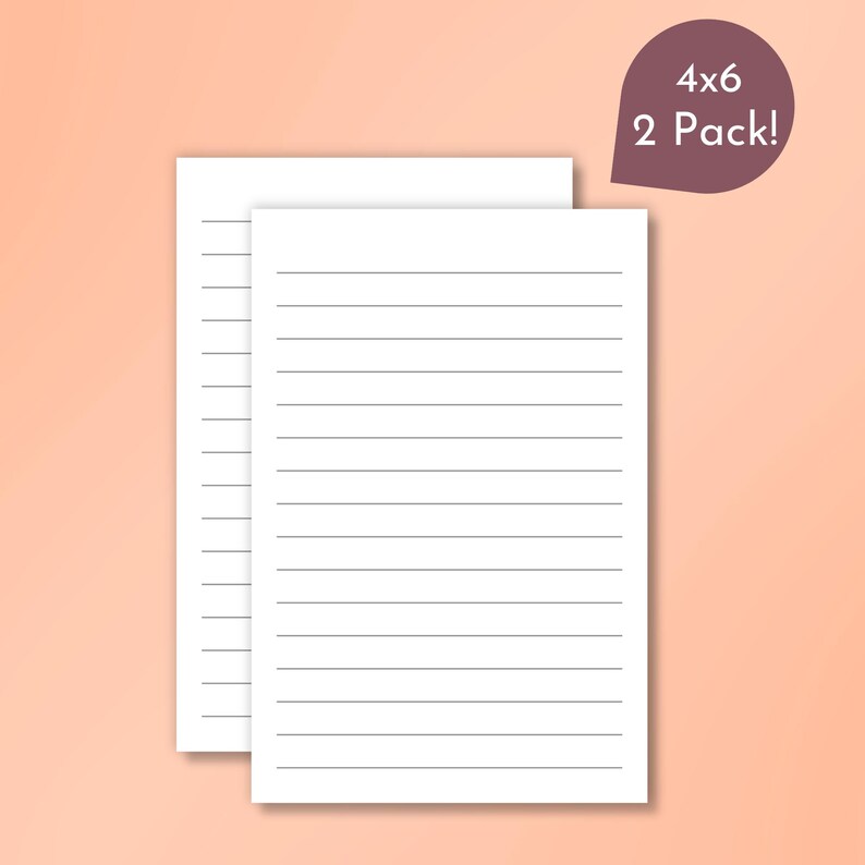 4x6 Lined Notepad: 60-sheet Paper Pad (2-pack) - Etsy