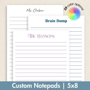 Personalized 5x8 Lined Notepad | Custom Notepad | Custom Stationary | Teacher Appreciation Gift | Monogram Notepad | Tear Away Notepad