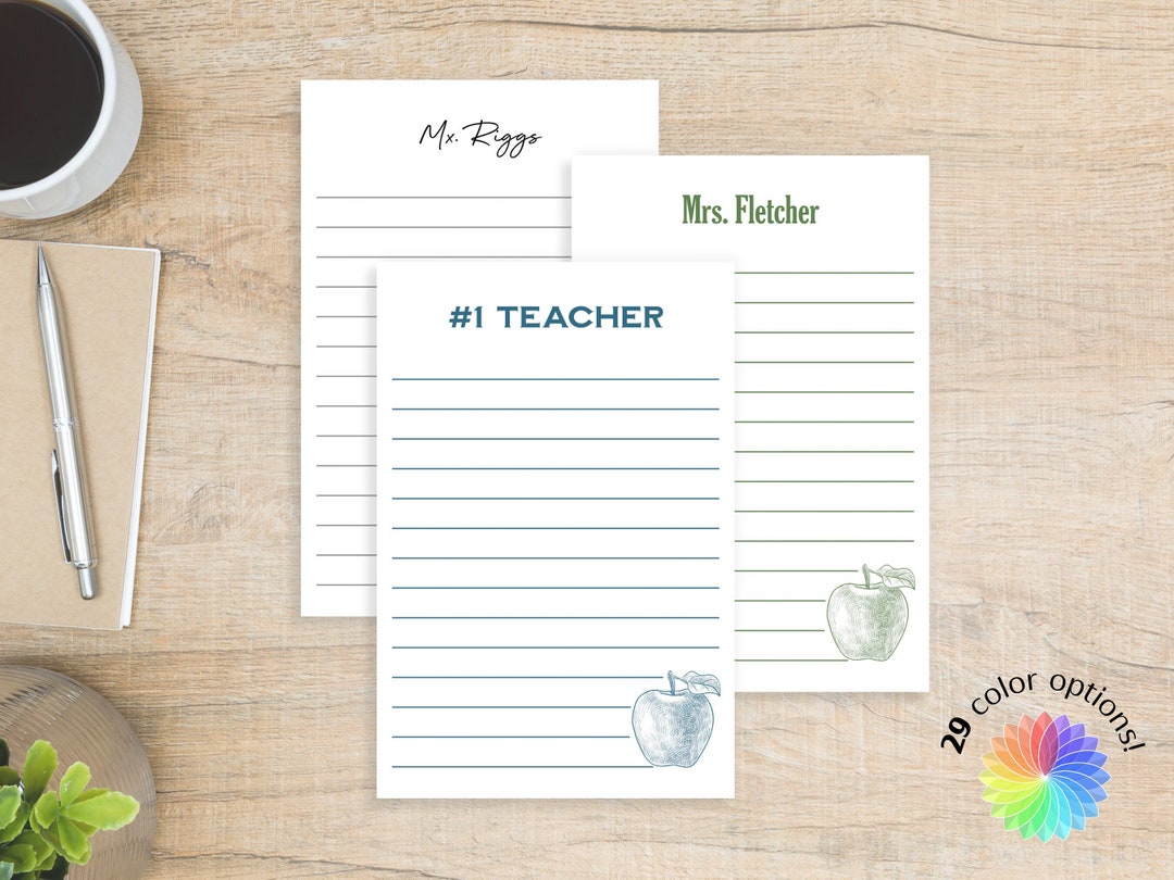 Custom Teacher Appreciation Notepad Personalized 4x6 Lined Etsy
