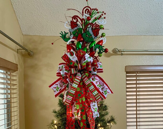 Grinch Inspired Tree Topper, Monster Legs, Christmas Tree Decor ...