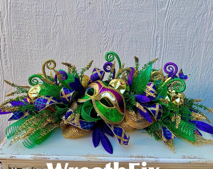 Mardi Gras Arrangement, Centerpiece, Elegant, Mardi Gras Decor, Purple ...
