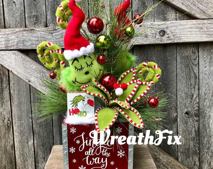 Grinch Centerpiece Christmas Centerpiece Holiday Table Etsy