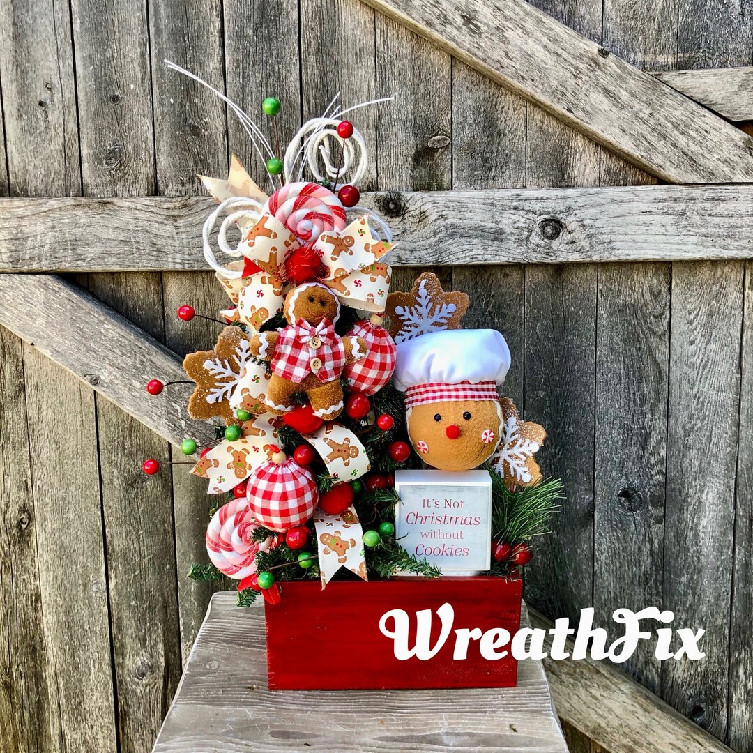 Gingerbread Centerpiece Christmas Tree Arrangement Table Etsy