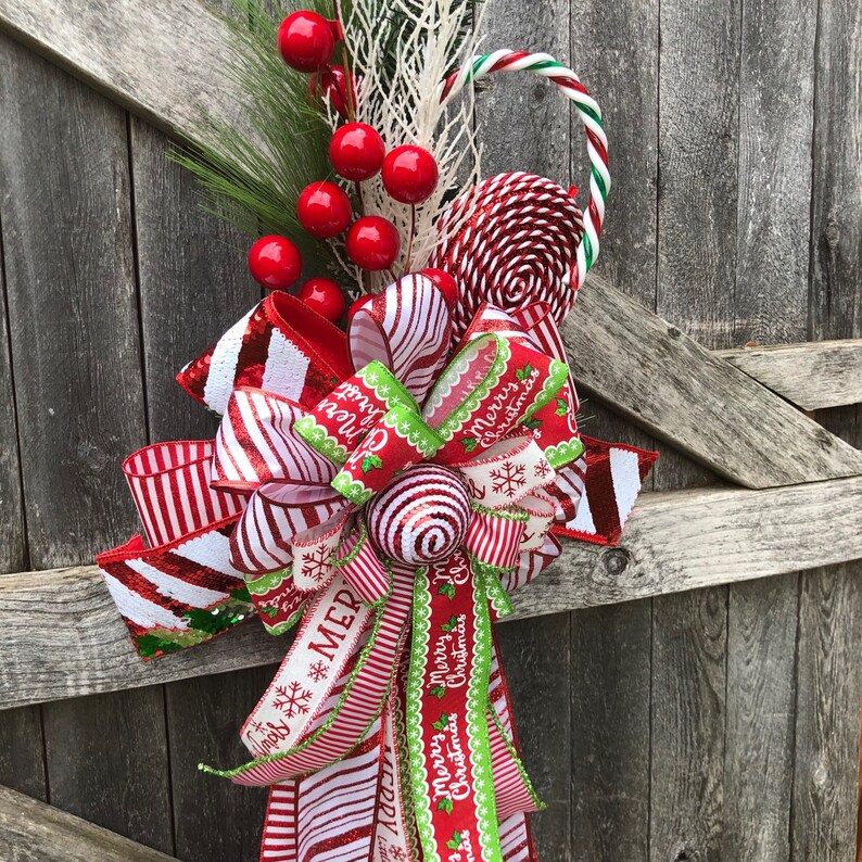 Large Candy Cane Christmas Tree Topper Lollipop Tree Topper Etsy