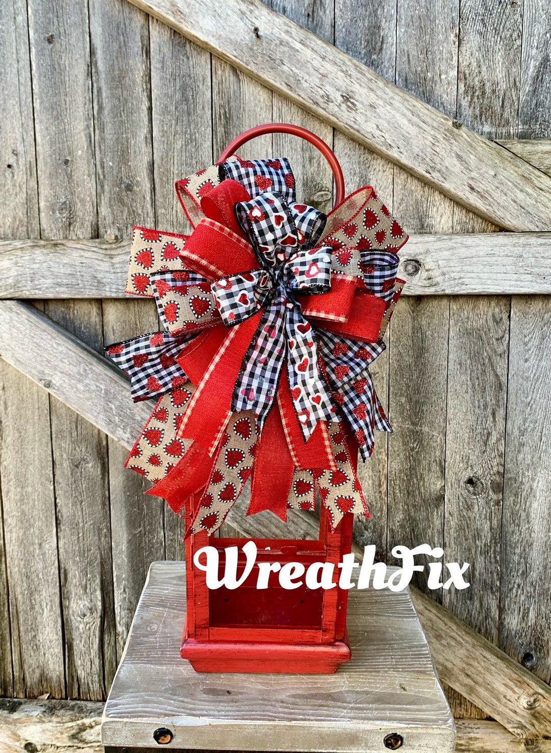 Valentine Bow, Wreath Bow, Lantern Bow, Wreath Attachment, Door Hanger