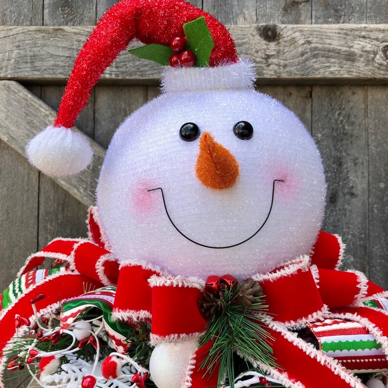 Snowman Basket Centerpiece Christmas Snowman Arrangement Etsy