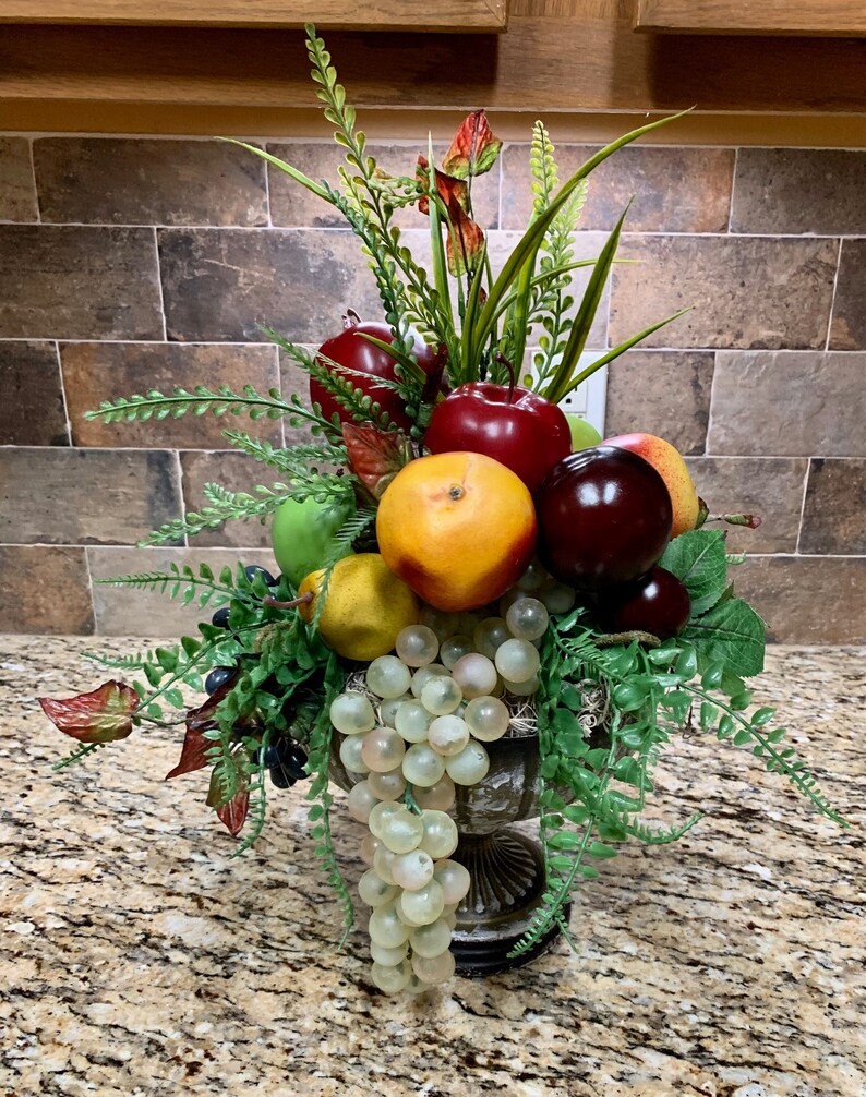 Fruit Arrangement Faux Greenery and Fruit Centerpiece Etsy
