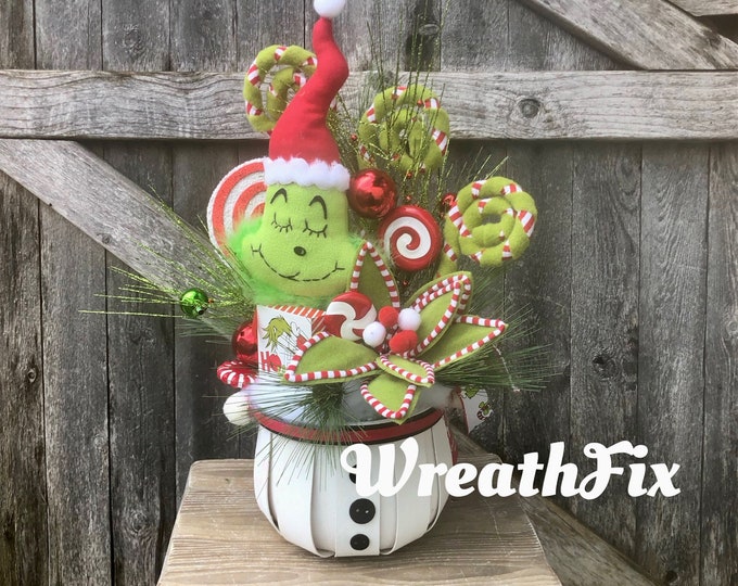 Grinch Centerpiece Christmas Centerpiece Holiday Table Etsy