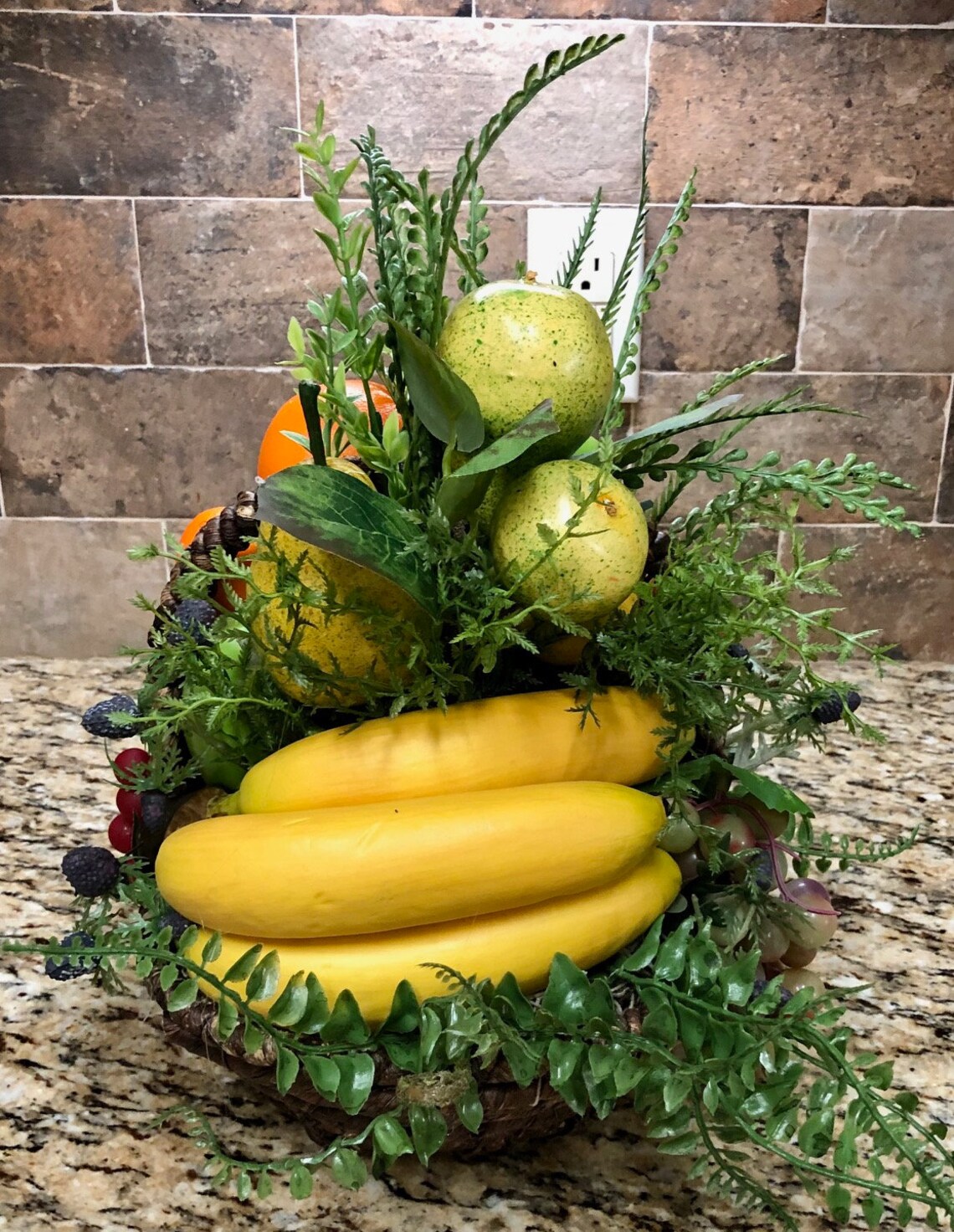 Fruit Basket Arrangement Faux Greenery and Fruit Basket Etsy