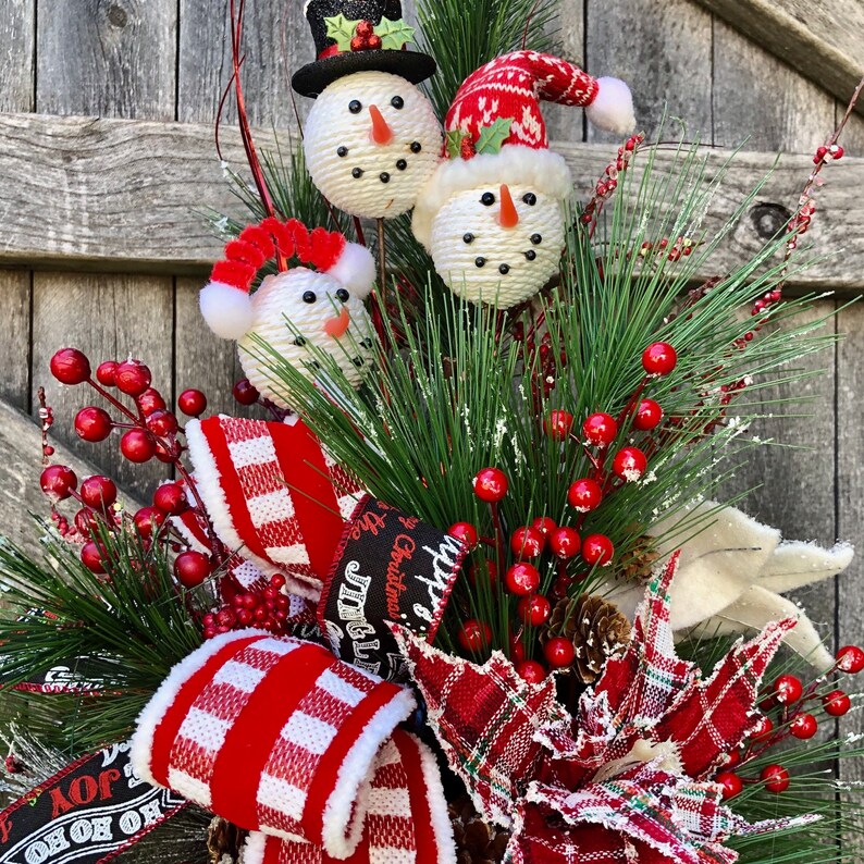 Snowman Centerpiece Winter Arrangement Snowman Basket Etsy