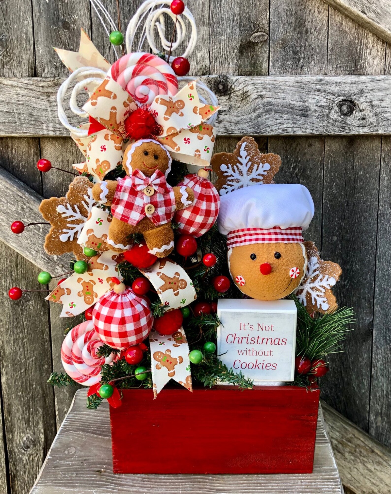 Gingerbread Centerpiece Christmas Tree Arrangement Table Etsy