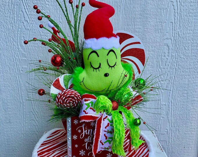 Large Grinch Like Centerpiece, Christmas Centerpiece, Holiday Table ...